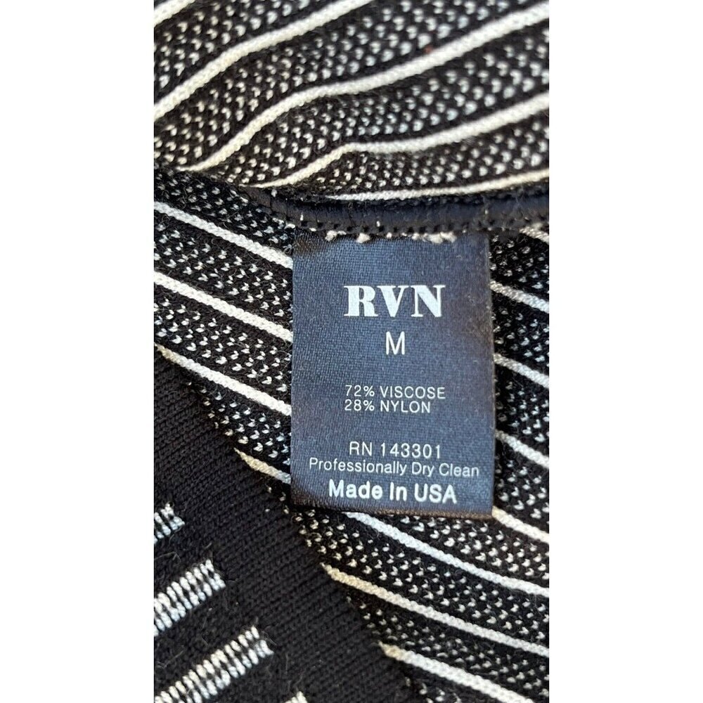 RVN Womens Black Striped Ribbed Long Sleeve Stretch Knit Striped Top  Dash - Picture 5 of 13